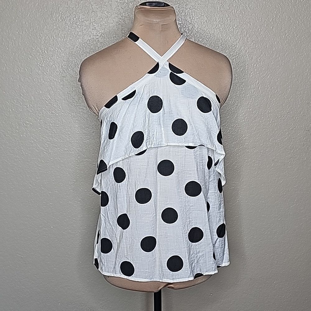 Tart Black and White Polka Dot Halter Top